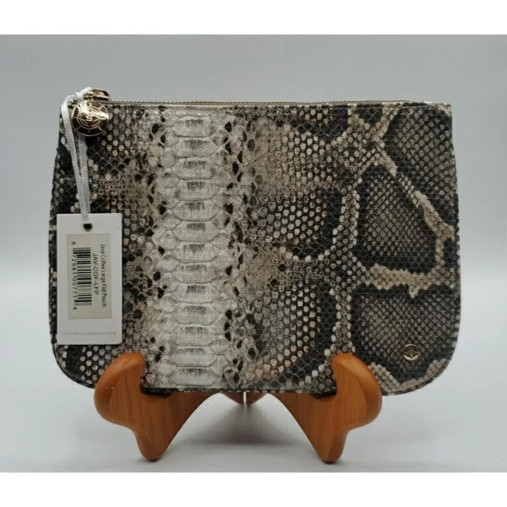 Stephanie Johnson Java Coffee Large Flat Pouch Make Up Bag NWT
